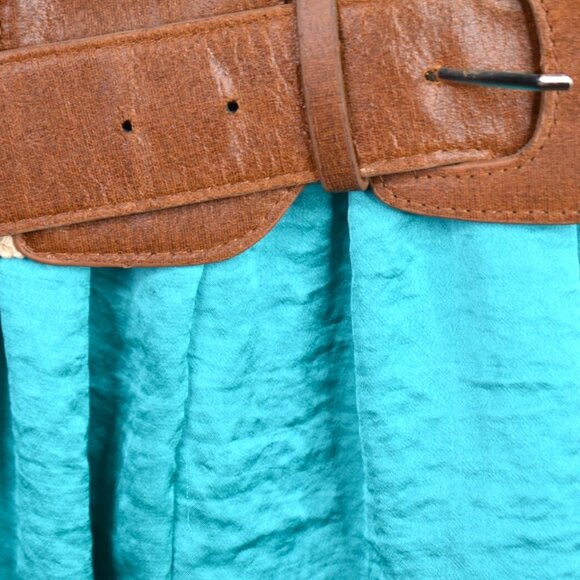 Shasa Romper S Womens Ruffle Adjustable Strap Teal Belted Boho Festival Stretch - Picture 2 of 6